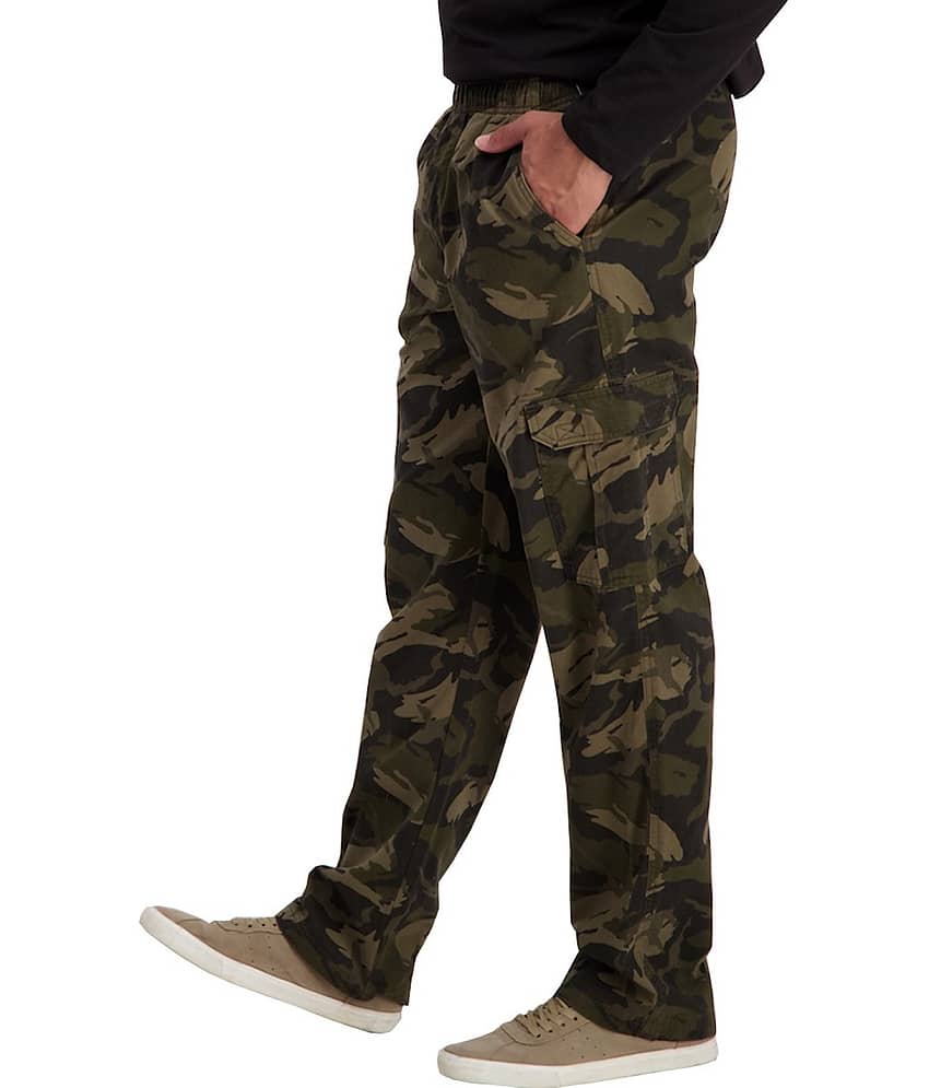 Reoutlook Regular Flat Men's Cargos - Dark Green ( Pack of 1 ) view 2