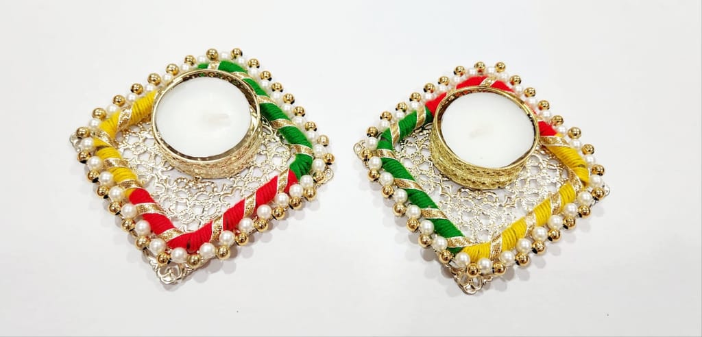Designer Multicolour Metal Diyas
