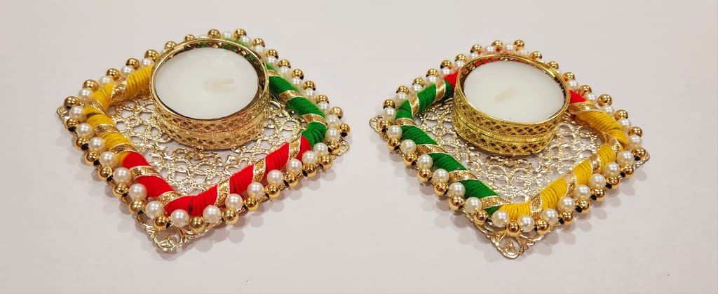 Designer Multicolour Metal Diyas view 2
