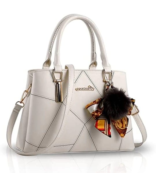 Cream Handbag with long strap (Cream Tie) view 2