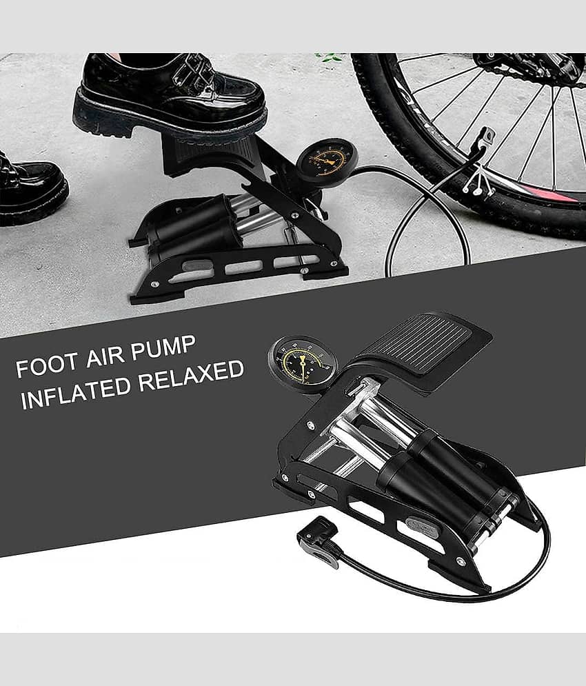 Bhavyta Double Cylinder Portable High Pressure Foot Air Pump Compressor for Car and Bike Air Pump for Motorbike,Cars,Bicycle,for Football,Cycle Pumps for Bicycle,car air Pump for tubeless. view 2