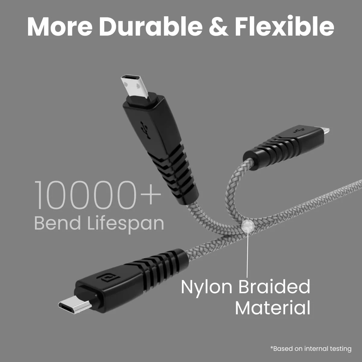 Portronics Konnect B Micro USB Fast Charging Cable | 3A High-Speed Data Sync Cable | 1M Nylon Braided USB Cable with Durable PVC Connectors for Android Smartphones, Tablets, Power Banks, Smartwatches & Micro USB Devices (Random Color) view 2