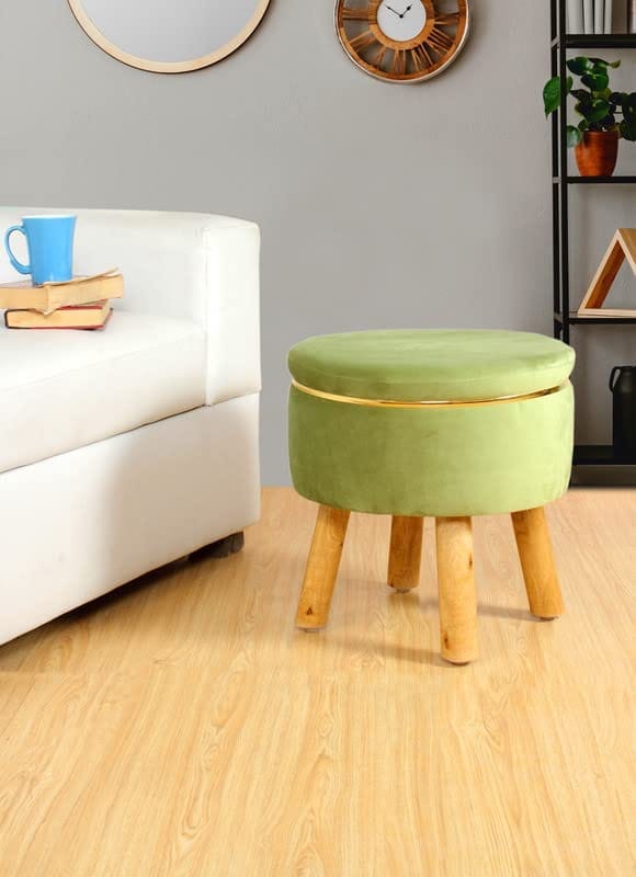 ShadowKart Ottoman Pouffes Sitting Stool for Living Room Furniture Wooden Footstools Puff Mudda Footrest Pouff for Office Home Decor, Combo view 2