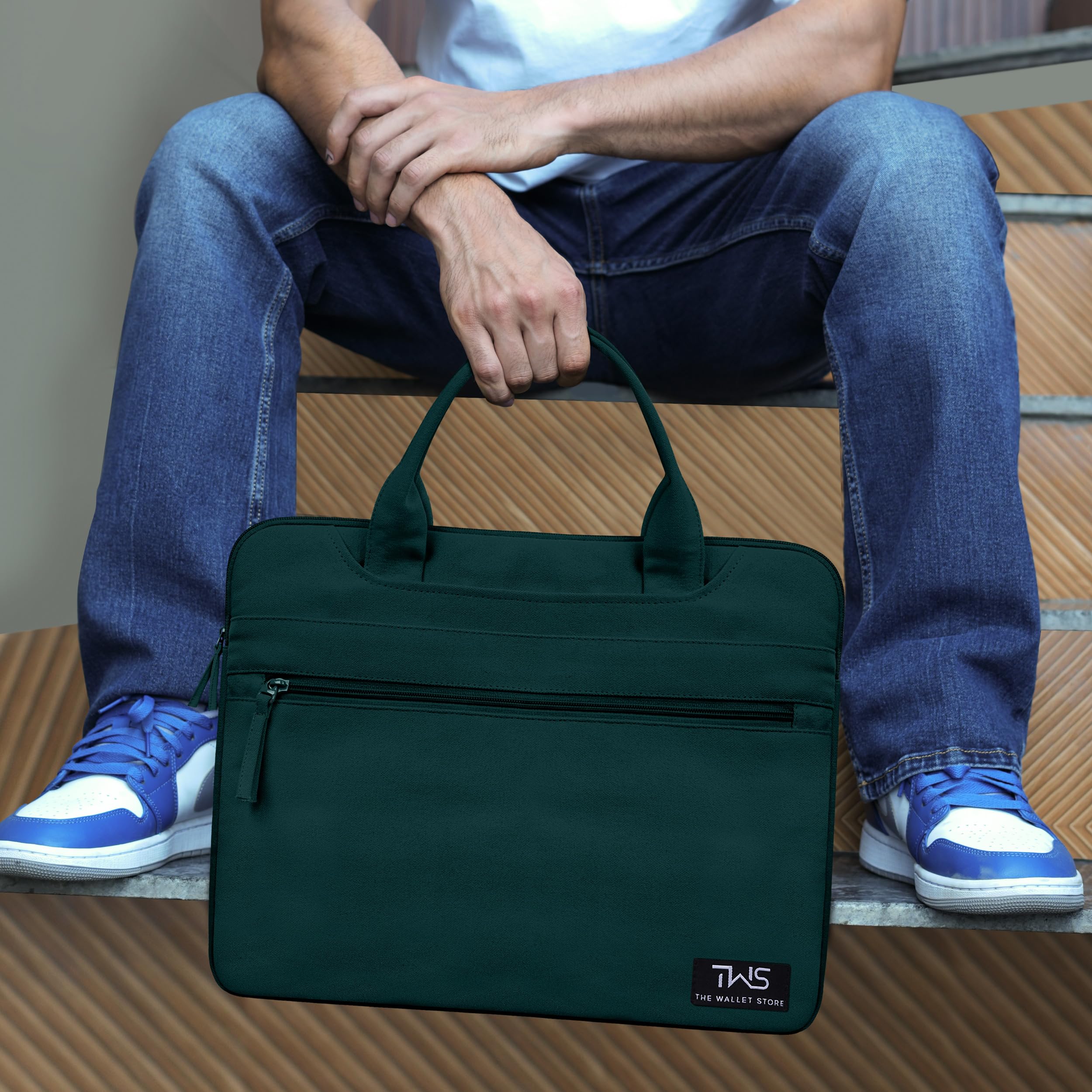 The Wallet Store EcoCarry Canvas Laptop Bag -Teal - 15 Inch view 2