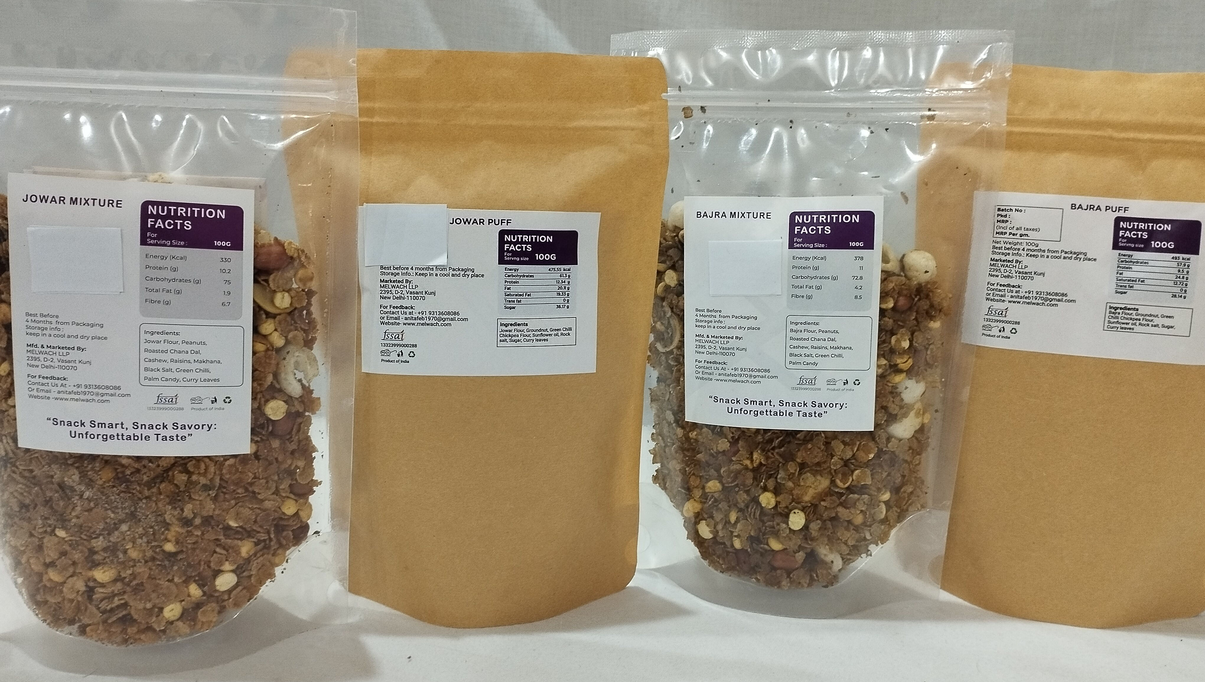 Jowar Bajra Snack Pack, Jowar Mixture (200g) + Puff (80g), Bajra Mixture (200g) + Puff (80g) view 2