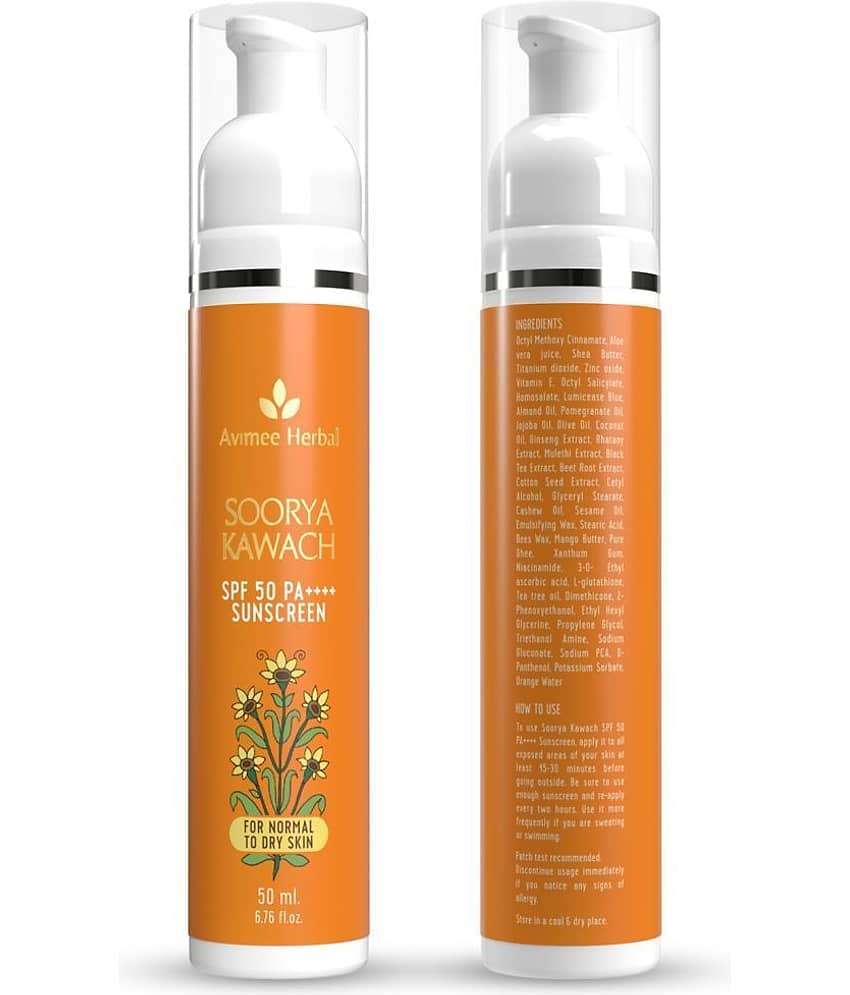 Avimee Herbal Soorya Kawach Sunscreen SPF 50 PA++++ UVA, UVB & Blue Light Protection with Zinc Oxide 50 ml (Pack of 1) view 2