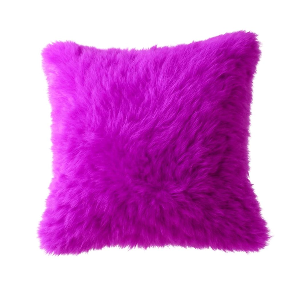 Luxury Magenta Faux Fur Square Decorative Pillow