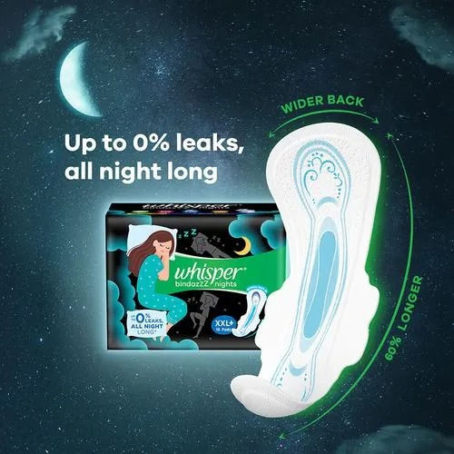 Whisper Bindazzz Nights XXXL Sanitary Pads, 4 Pcs view 2