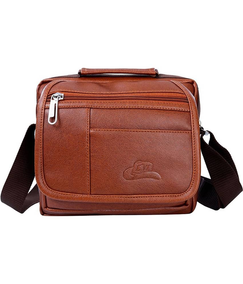 Leather World - Tan Solid Messenger Bags view 2