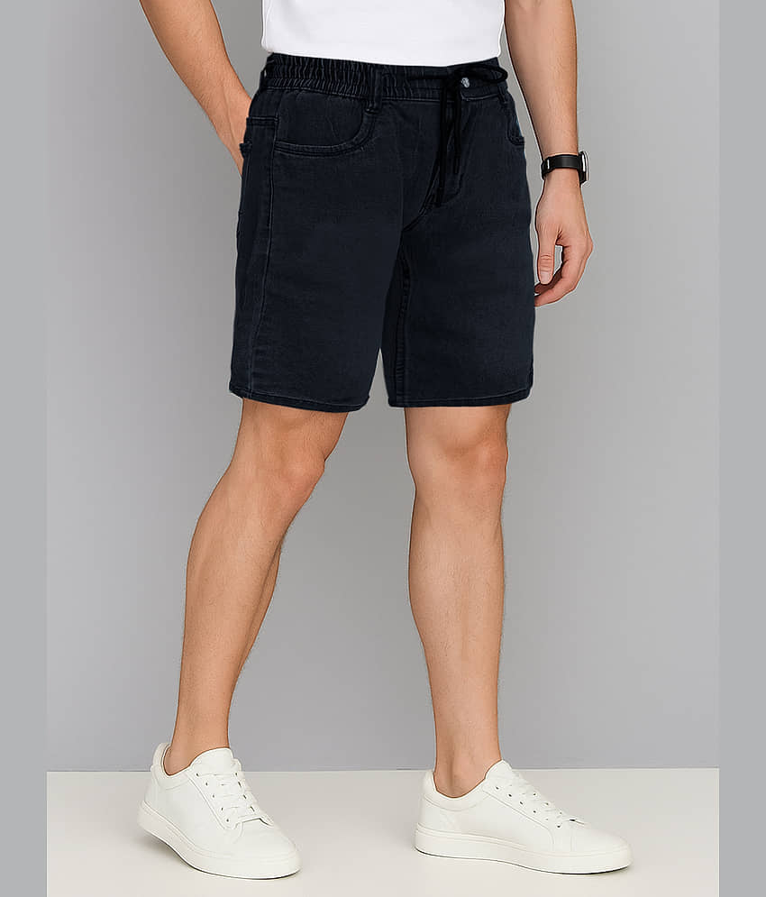 plounge Dark Blue Denim Men's Denim Shorts ( Pack of 1 ) view 2