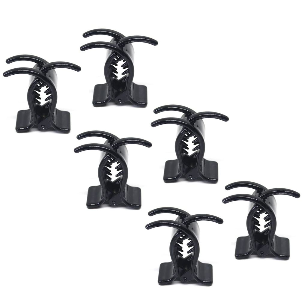 6pcs Black Plastic Hair Clutch/Claw