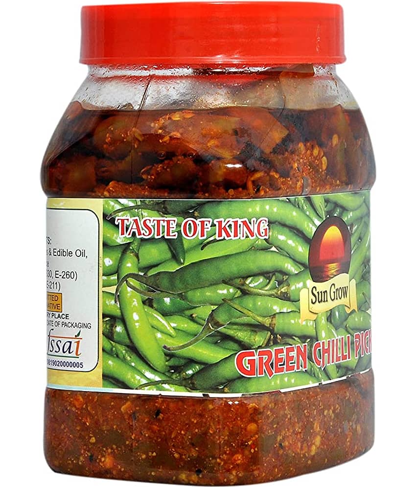 Sun Grow Homemade Organic Royal Kashmiri Green Chilli Pickle Achaar Tate of King Trust Pickle 1 kg view 2