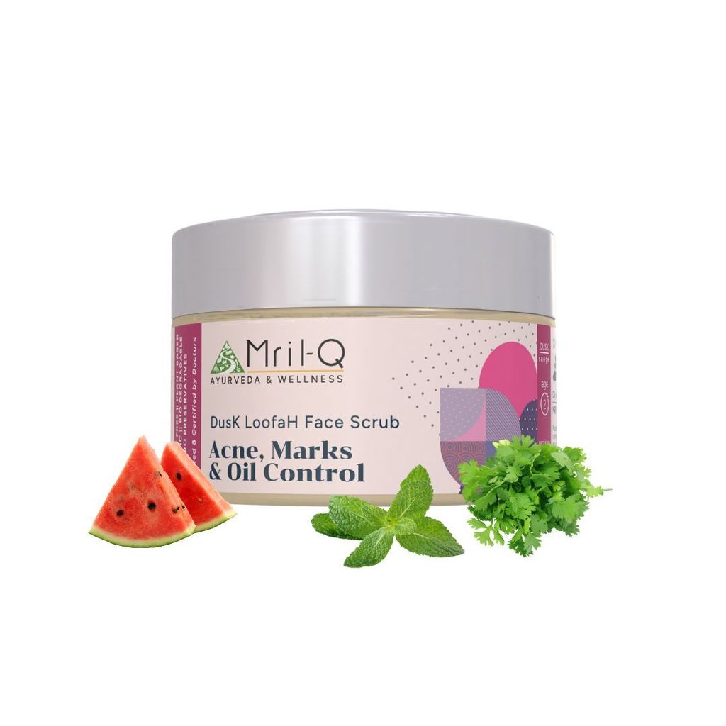 MrilQ Dusk Face Loofah | Exfoliator & Scrub | Acne, Pimple, Scars, Marks & Oil Control | Sensitive, Oily, Combination skin
