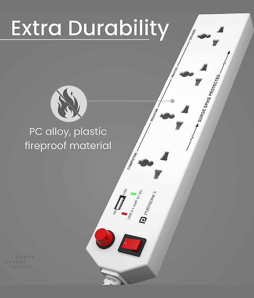 Portronics 4 socket Surge Protector view 2
