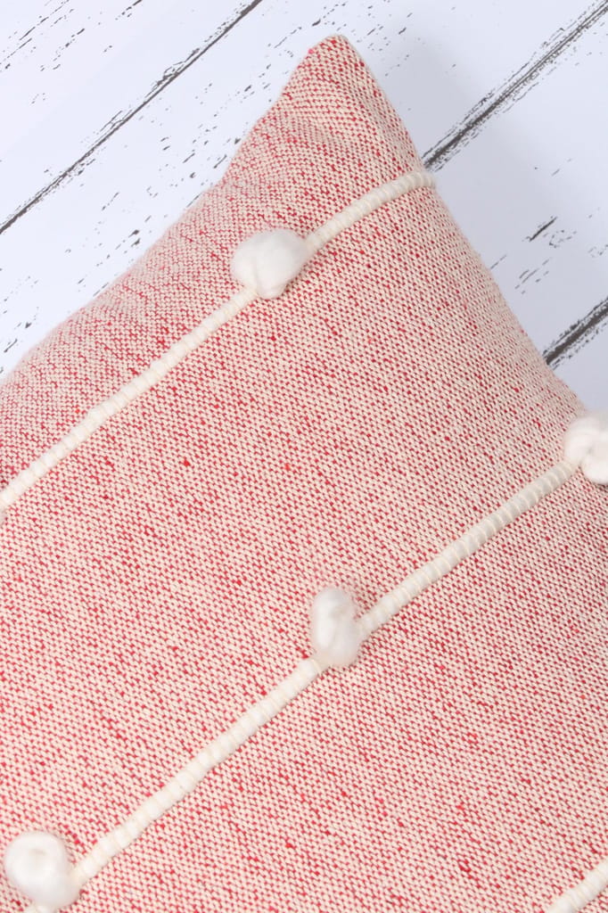 Indihomecraft Handicraft Cotton Cushion Cover | Hand Stitched Embroidery | Pink Decorative Art Boho Pillow | Handmade Woven Pillow Cover | Square Shape 18X18 Inches Cushion Cover view 2