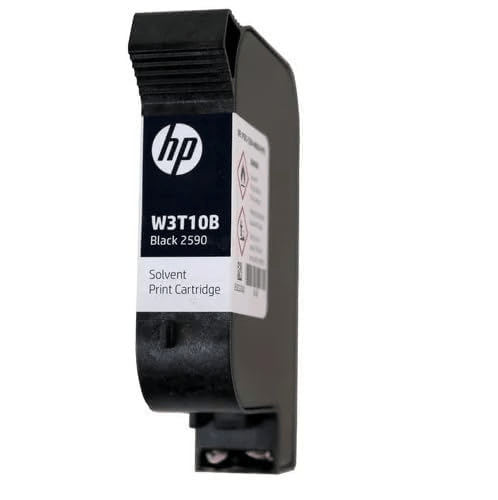 HP W3T10B for HP 2590 Black Solvent Ink Cartridge - Portable Fast Inkjet Printer Original Fast Drying 12.7mm
