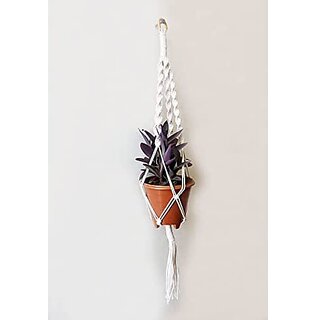 Khush Its Amazing Plant Macrame Knotting Port Hanger Shelf Indoor Hanging Planter Shelf Plant Hanger Shelf Boho Home Decor Cotton Rope view 2