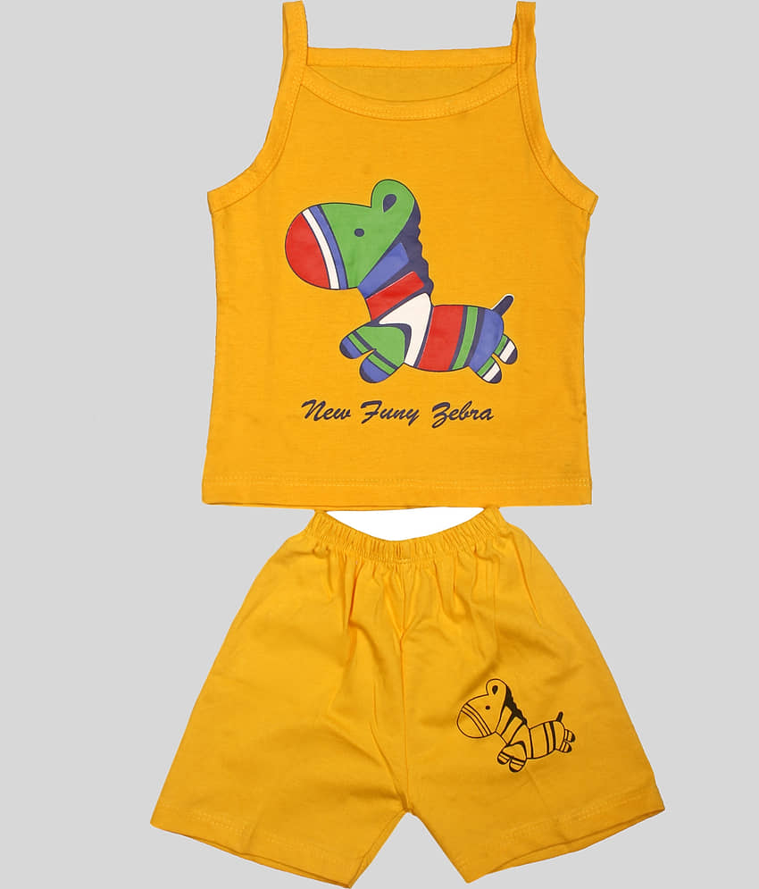 TRITI Pack of 1 Girls Cotton Top With Shorts ( Blue )