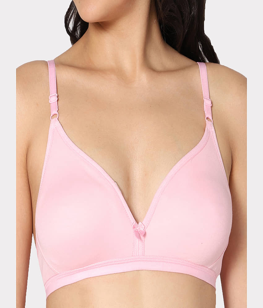 IN CARE LINGERIE Cotton Non Padded Women's Plunge Bra ( Pink ) view 2