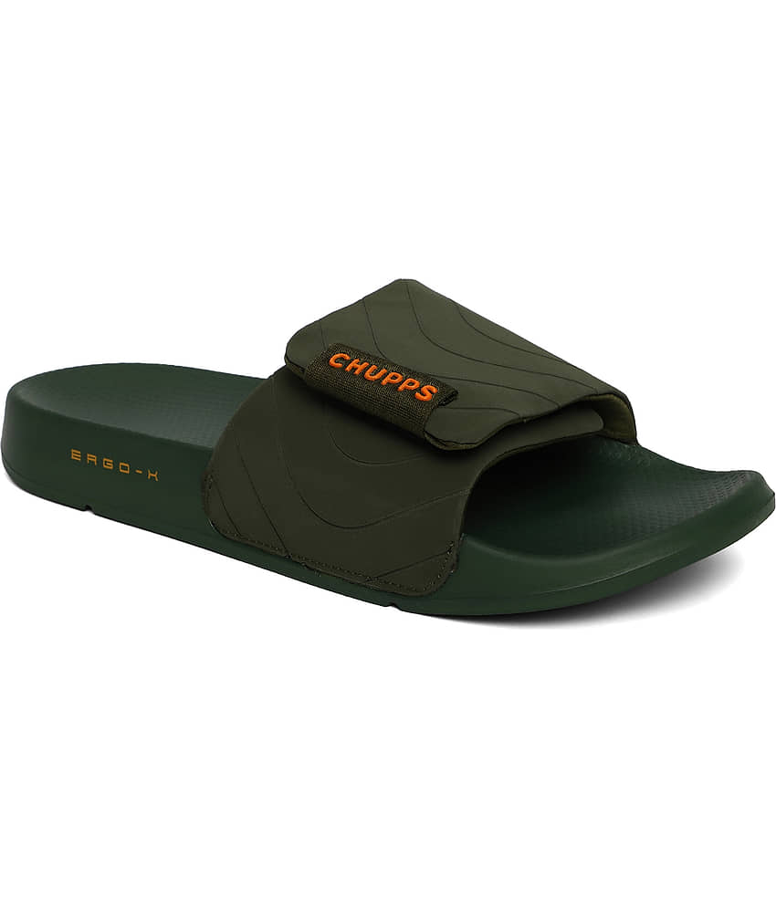 CHUPPS Olive Men's Slide Flip Flop view 2