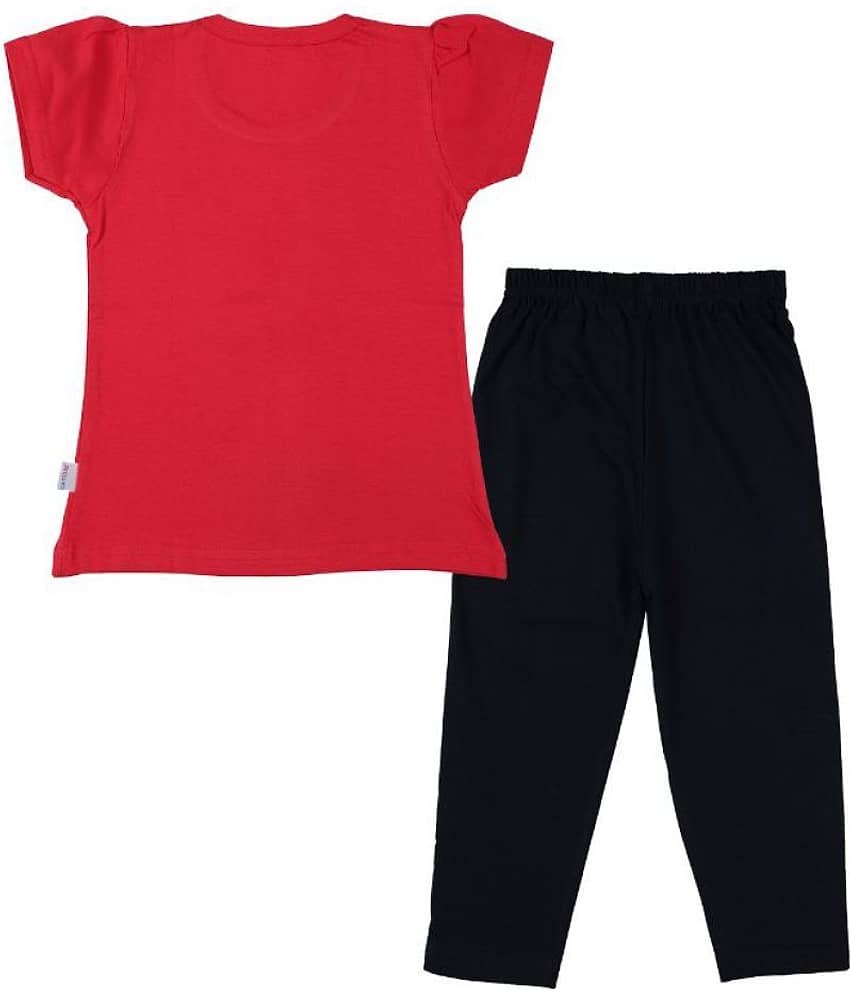 CATCUB Baby Girls 100% Cotton Tops & Bottoms Sets ( Red ) view 2