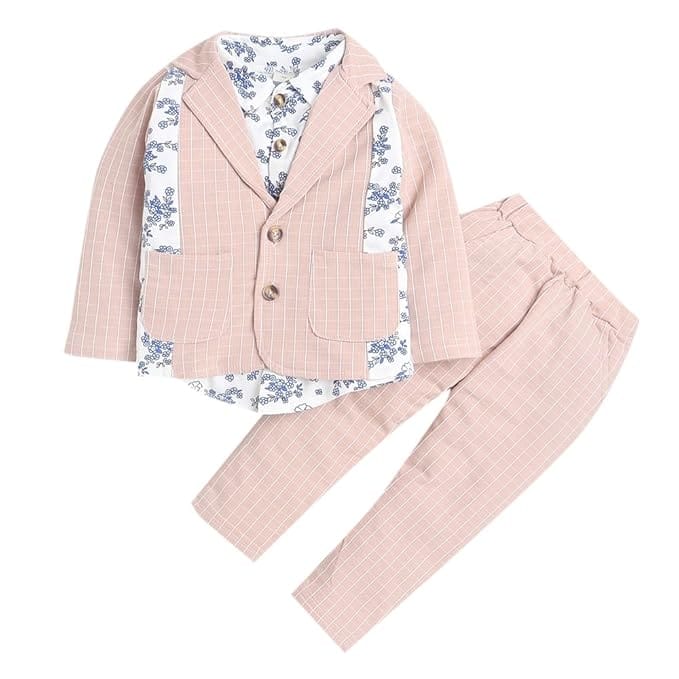 Striped Cotton Blend Boys' Suit Jacket view 2