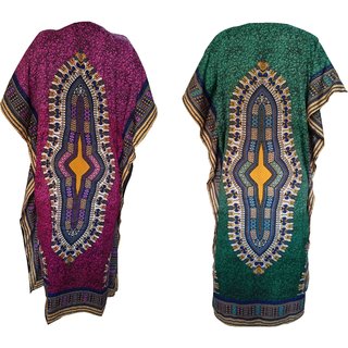 Ukal Combo Pack of 2 Women's Kaftan Dress Cover Up Nightwear Nighty Gown V-Neck Dress view 2