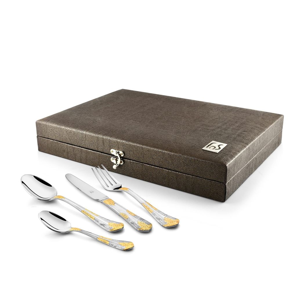 FNS International Pvt Ltd Odyssey Steel Dinner Spoon, Fork, Knife and Teaspoon -24 Pieces view 2