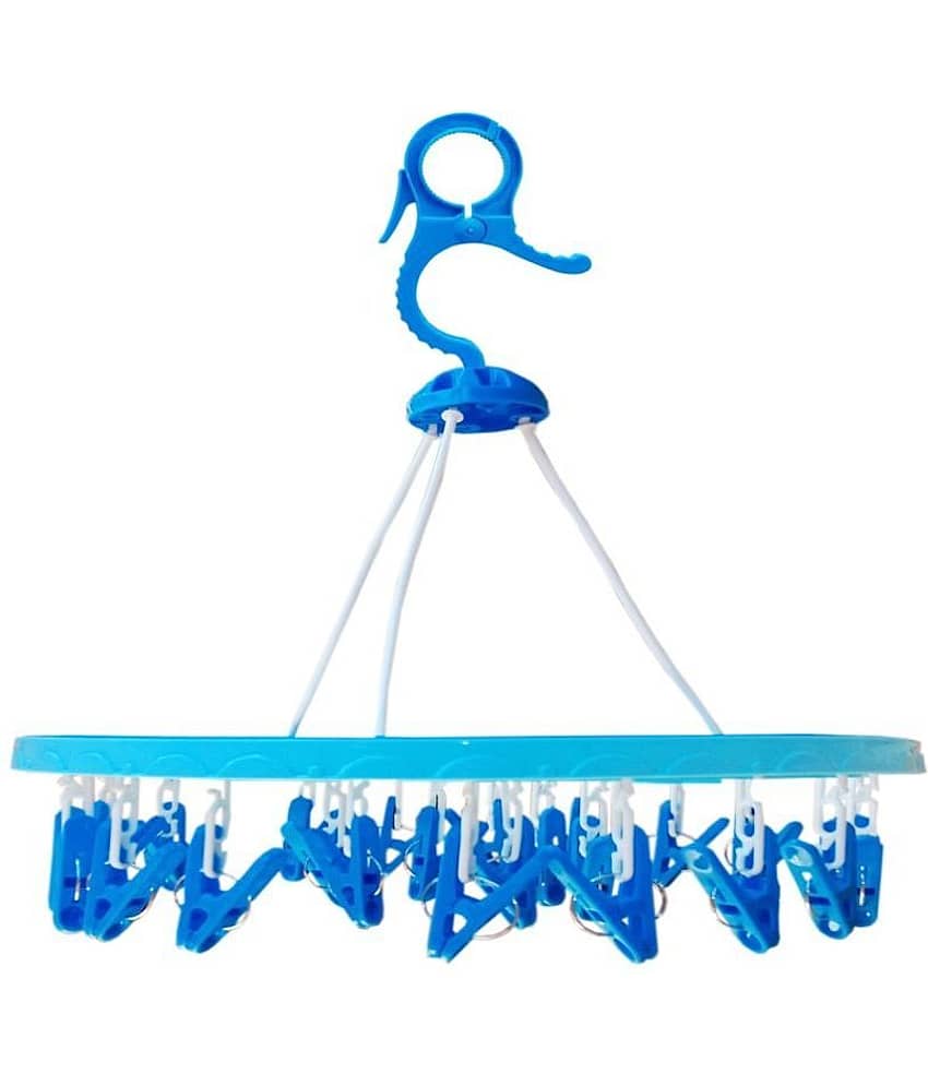 PRODUCTMINE 24 Clips Hanger Laundry Clothesline Hanging Rack for Drying Clothing Plastic Ceiling Cloth Dryer Stand Hanger Organizer view 2
