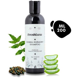 FreshLuxe Herbal Harmony Shampoo, Aloe Vera, Neem Sitafal Seeds, Unisex, 200ml