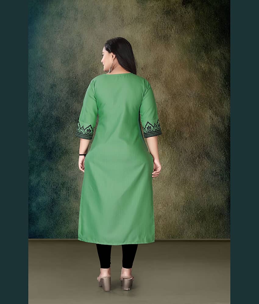 Hetsa Women Rayon Printed A-line Kurti ( Green ) view 2