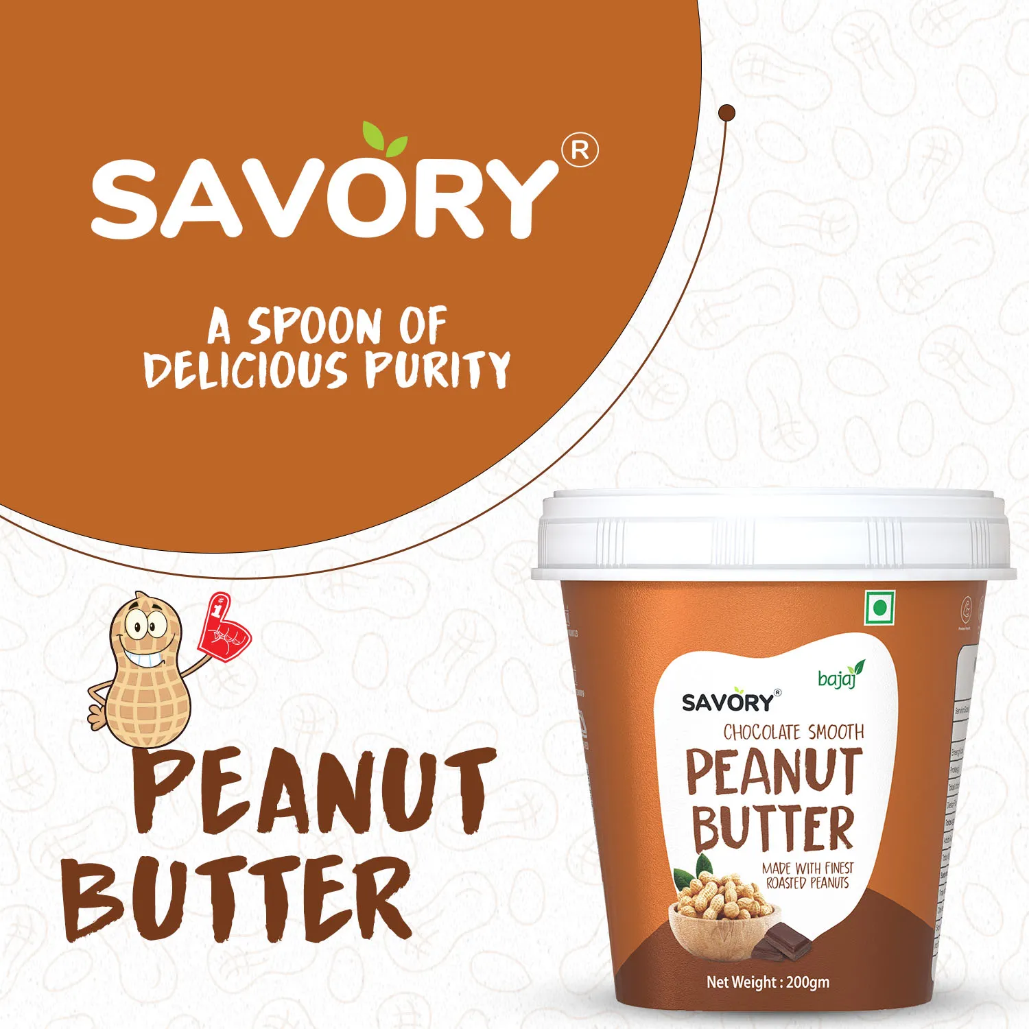 Savory Chocolate Smooth Peanut Butter (200g) | Made with Finest Roasted Peanuts | High in Protein | Cholesterol Free & Keto Friendly | Healthy Nut Butter | Ready to Eat | Chocolate Spread