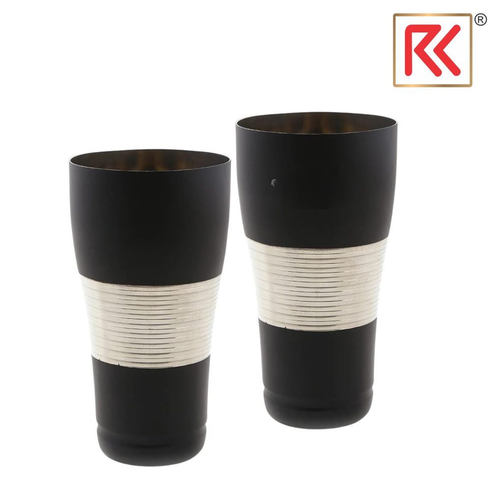 RK Black Lassi Glass Tumbler Set with Galaxy Modern Design, 650ml, Set of 2, for Mocktails, Juice, Cold Drinks, Lemonade, Matte Finish, Reusable Drinking Cups view 2