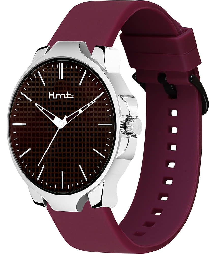 HMTr Maroon Silicon Analog Men's Watch