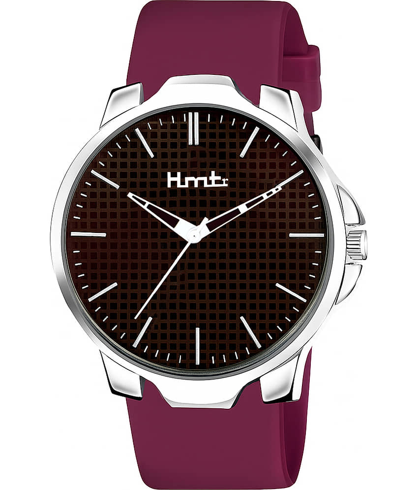 HMTr Maroon Silicon Analog Men's Watch view 2