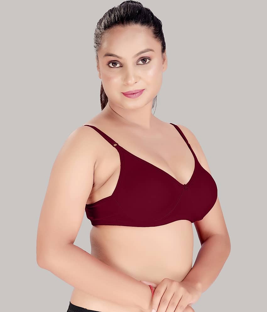 HAYA Cotton Non Padded Women's Plunge Bra ( Maroon ) view 2