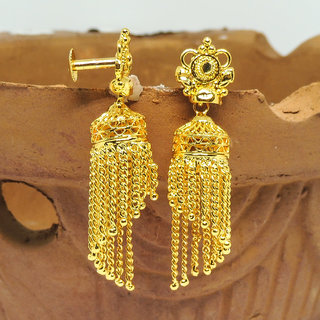 Traditional 1gm gold and micron plated chained jhumki view 2