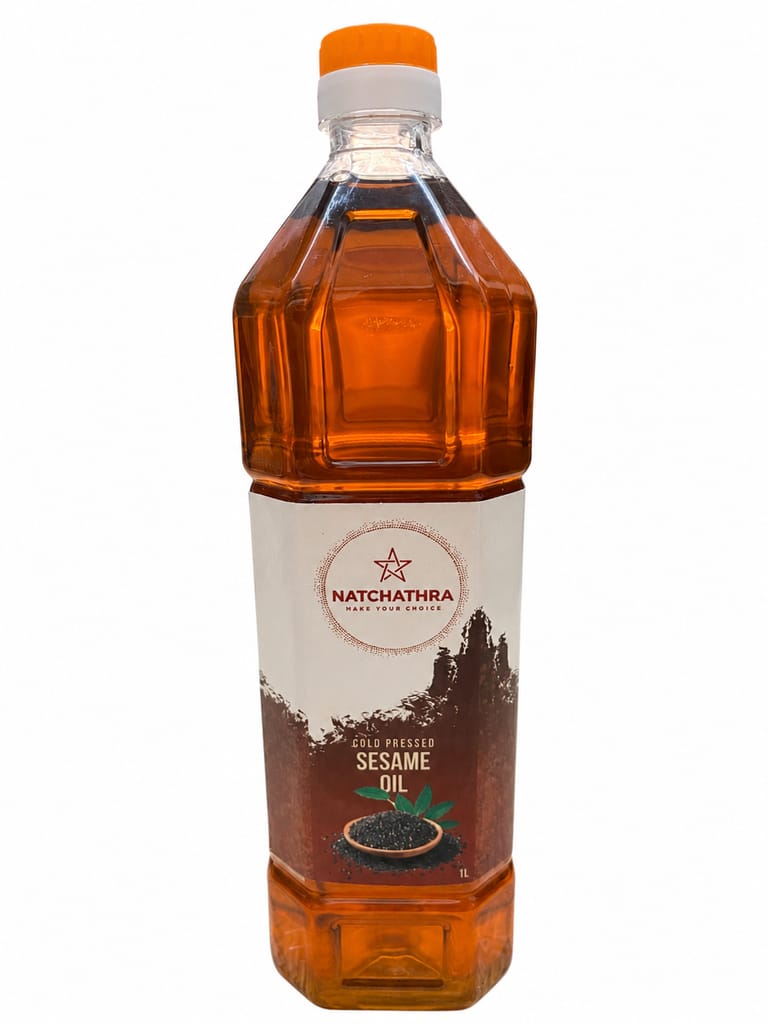 Natchathra Cold Pressed Sesame Oil 1 Litre / chekku oil