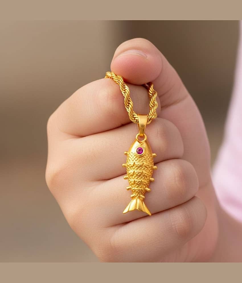 Charms Gold Religious Pendant With Chain ( Pack of 2 ) view 2