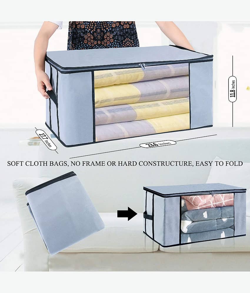 SH. NASIMA Set of 04 Underbed Storage Bag, Storage Organizer, Blanket Cover with Front Handle view 2