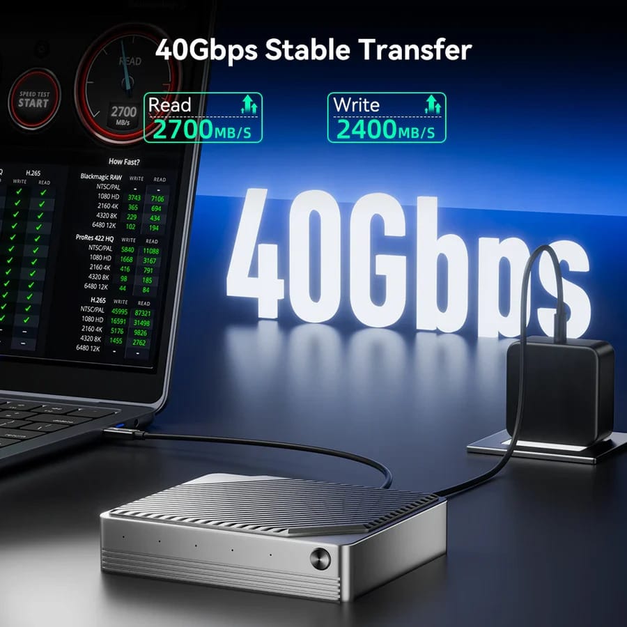 ACASIS 40Gbps 4 Bay RAID Thunderbolt 4/3 M.2 NVMe SSD Enclosure with Certified Chipset, Built-in Cooling Fan for MacBook/Mac Mini, Up to 4*8TB view 2