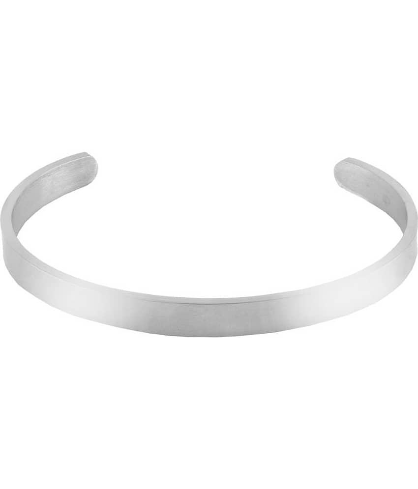 Glossy Silver Plated 316L Surgical Stainless Steel Cuff Kada Bangle Bracelet For Men view 2