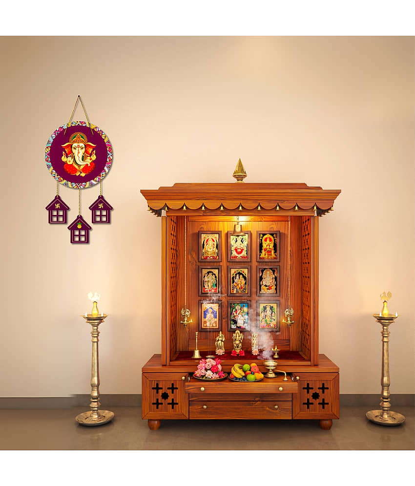 Positive Vibe Lifestyle Wood Ganesha Wall hanging Wall Sculpture Multi - Pack of 1 view 2