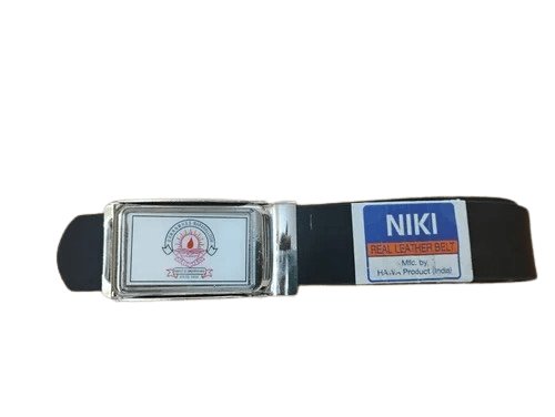 Black Leather Belt with Silver Buckle