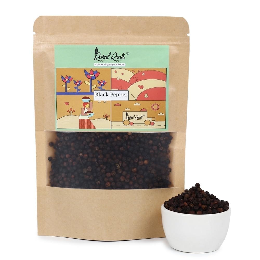 Rural Roots Black Pepper (Kali Mirch), 50g | Whole Natural Peppercorns | 100% Pure And Natural | Sabut Kali Mirch - Ideal For Cooking, Seasoning, And Health Benefits view 2