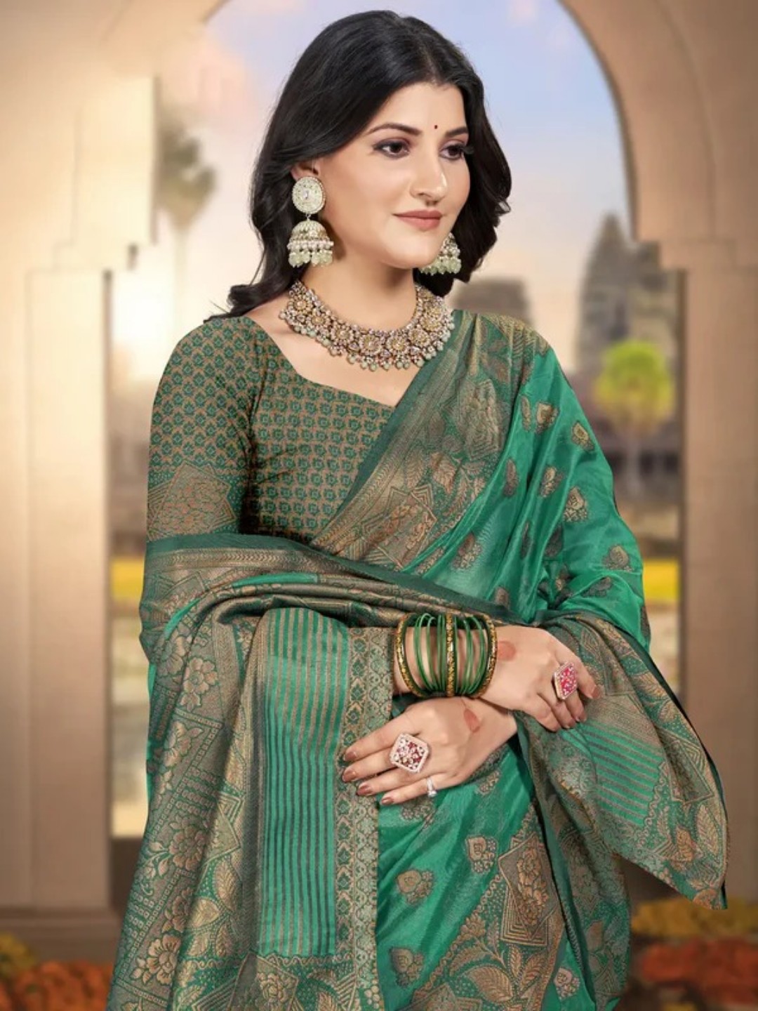 Green Silk Saree view 2