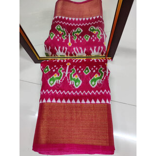 Blue And Green Colour Ikkat Designer Printed saree view 2