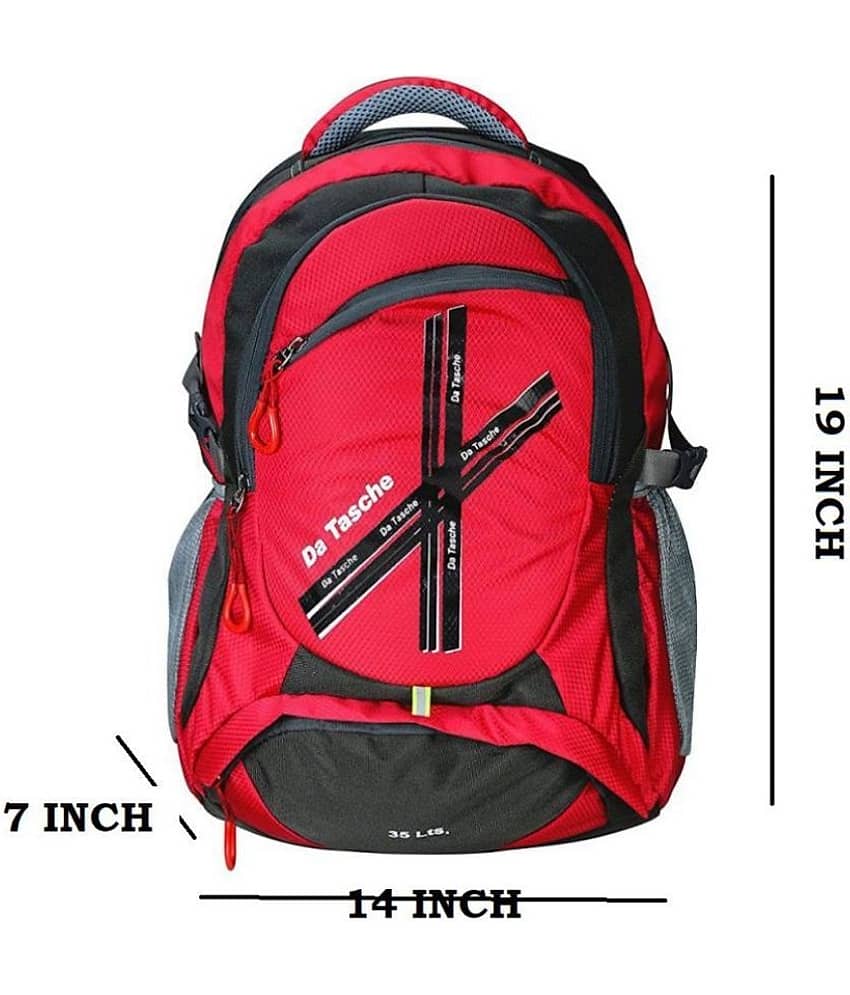 Da Tasche - Red Polyester Backpack ( 35 Ltrs ) view 2