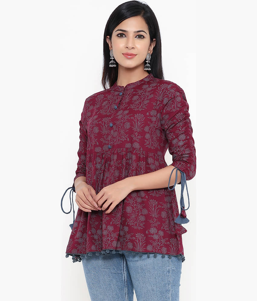 Kbz Women's Rayon Empire Top ( Purple ) view 2