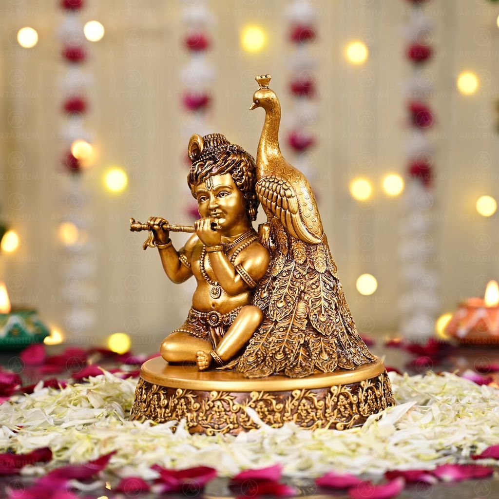 Artarium Nand Gopal Statue Handcrafted Bal Krishna Idol Laddu Gopal Statue Antique Finish Decor Your Home,Office Metal Krishna Murti,Showpiece Figurines,Religious Idol Gift Article Pack of 1 view 2